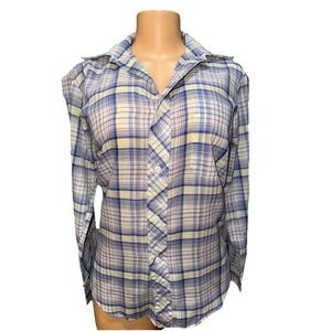 Crocodile  Blue Button Down Long Sleeve Shirt Crocodile Logo